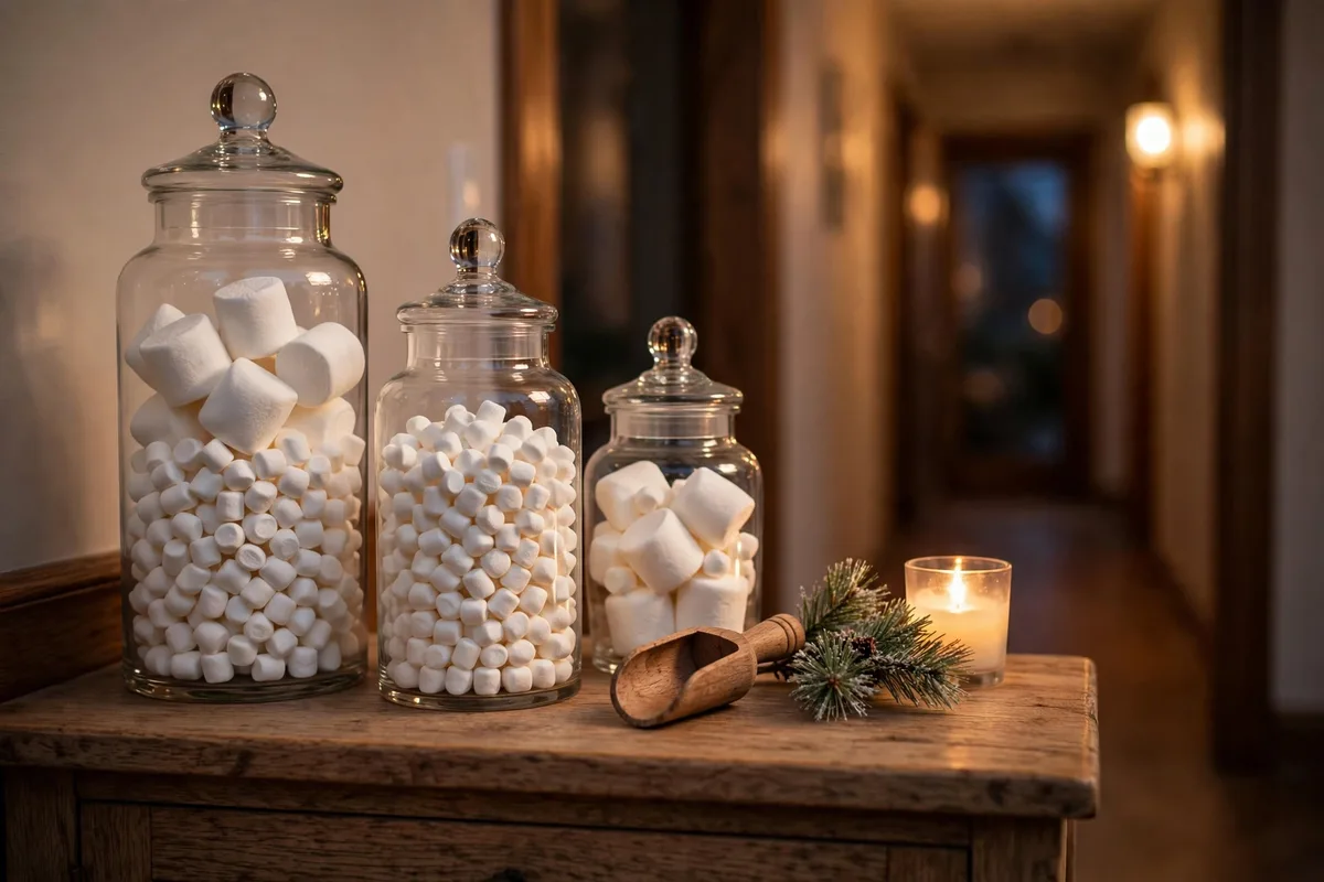 hot chocolate bar ideas styled marshmallow jars