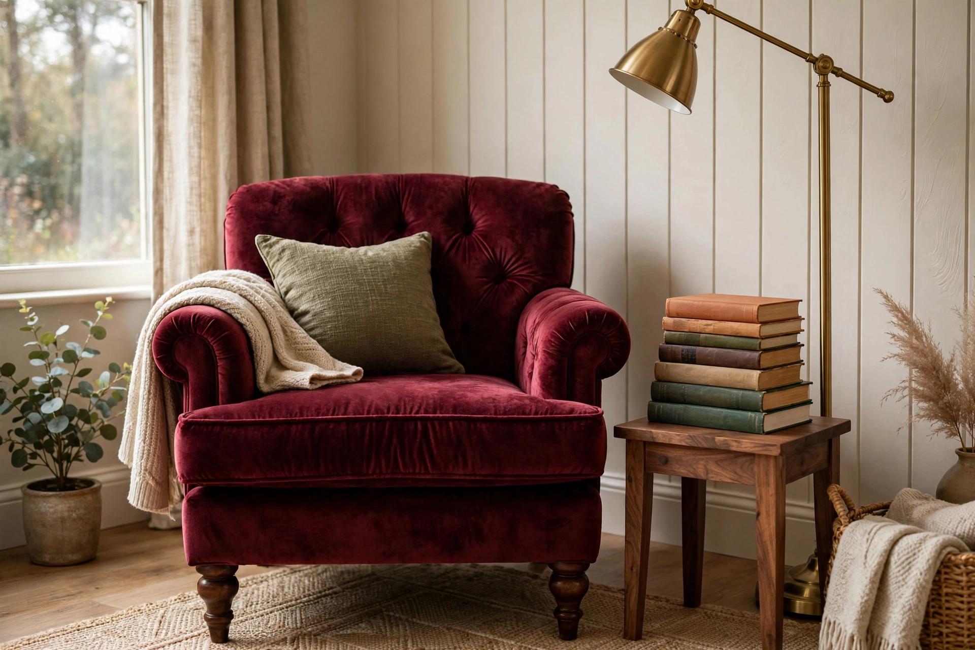 moody burgundy plum room decor burgundy velvet reading nook