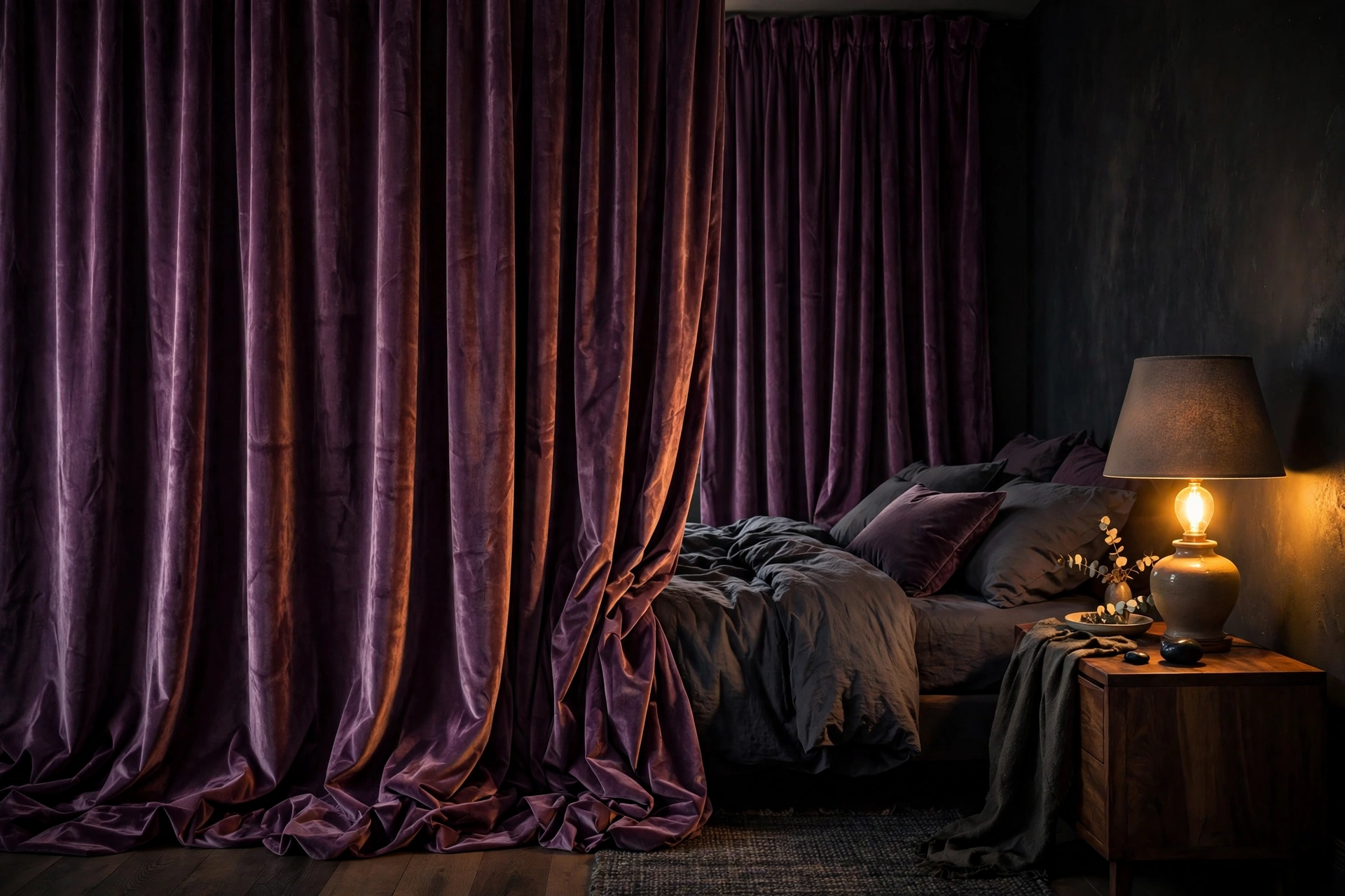 moody burgundy plum room decor plum velvet curtains