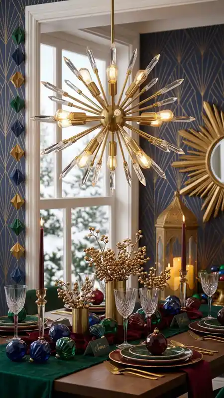 neo deco christmas brass starburst chandelier