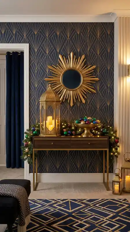 neo deco christmas entryway sunburst mirror