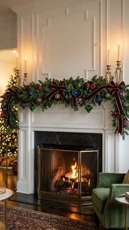 neo deco christmas mantel emerald garland