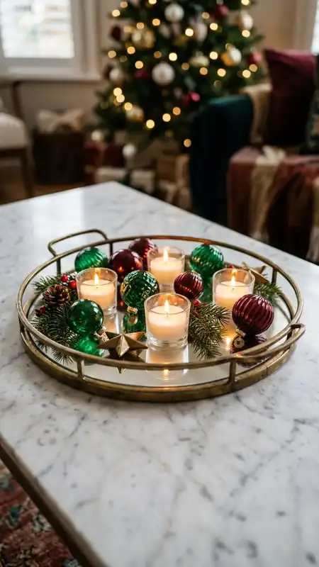 neo deco christmas mirrored brass tray