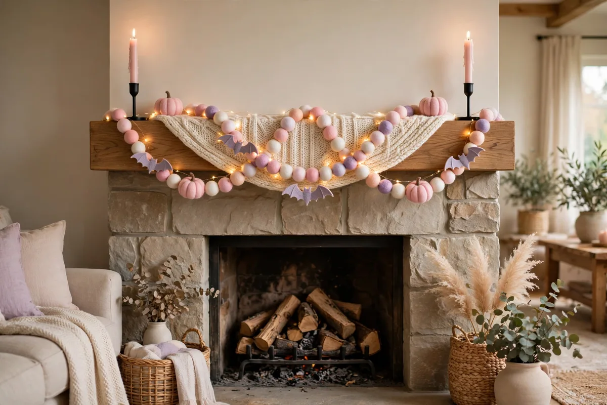 pink halloween decor ideas pastel halloween garland