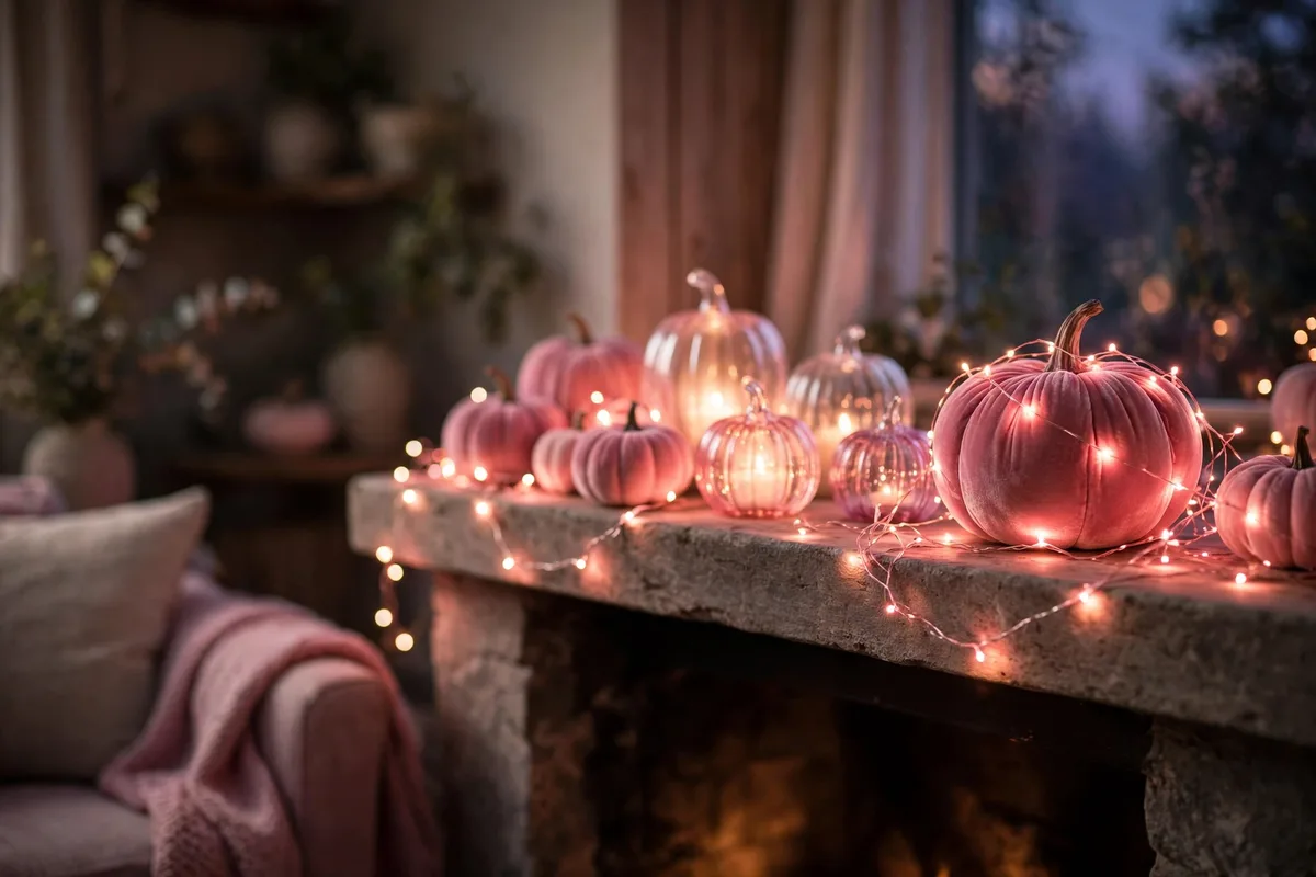pink halloween decor ideas pink fairy lights