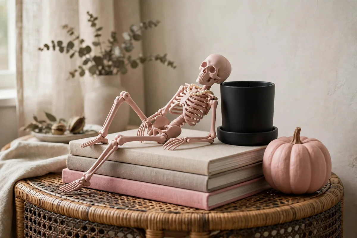 pink halloween decor ideas pink skeleton decor