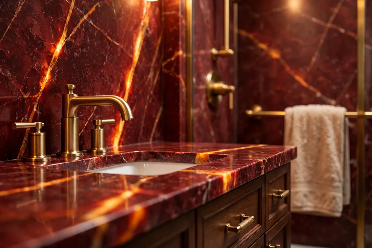 red marble bathroom ideas brass