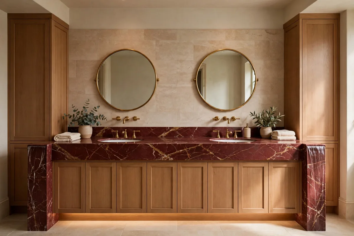 red marble bathroom ideas double vanity
