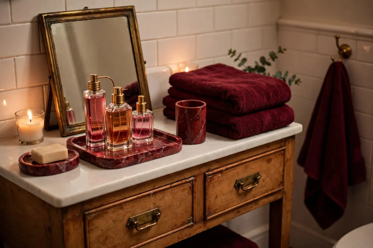 red marble bathroom ideas renter accent
