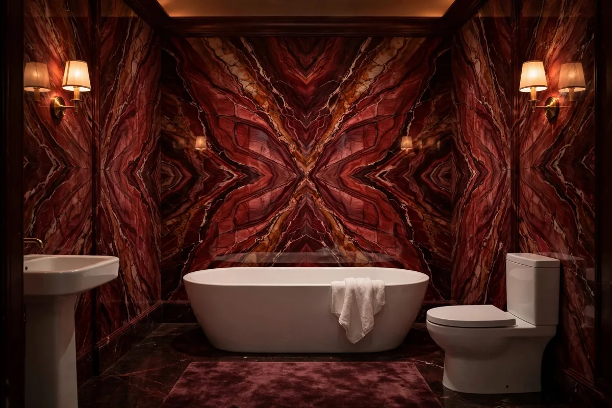red marble bathroom ideas walls