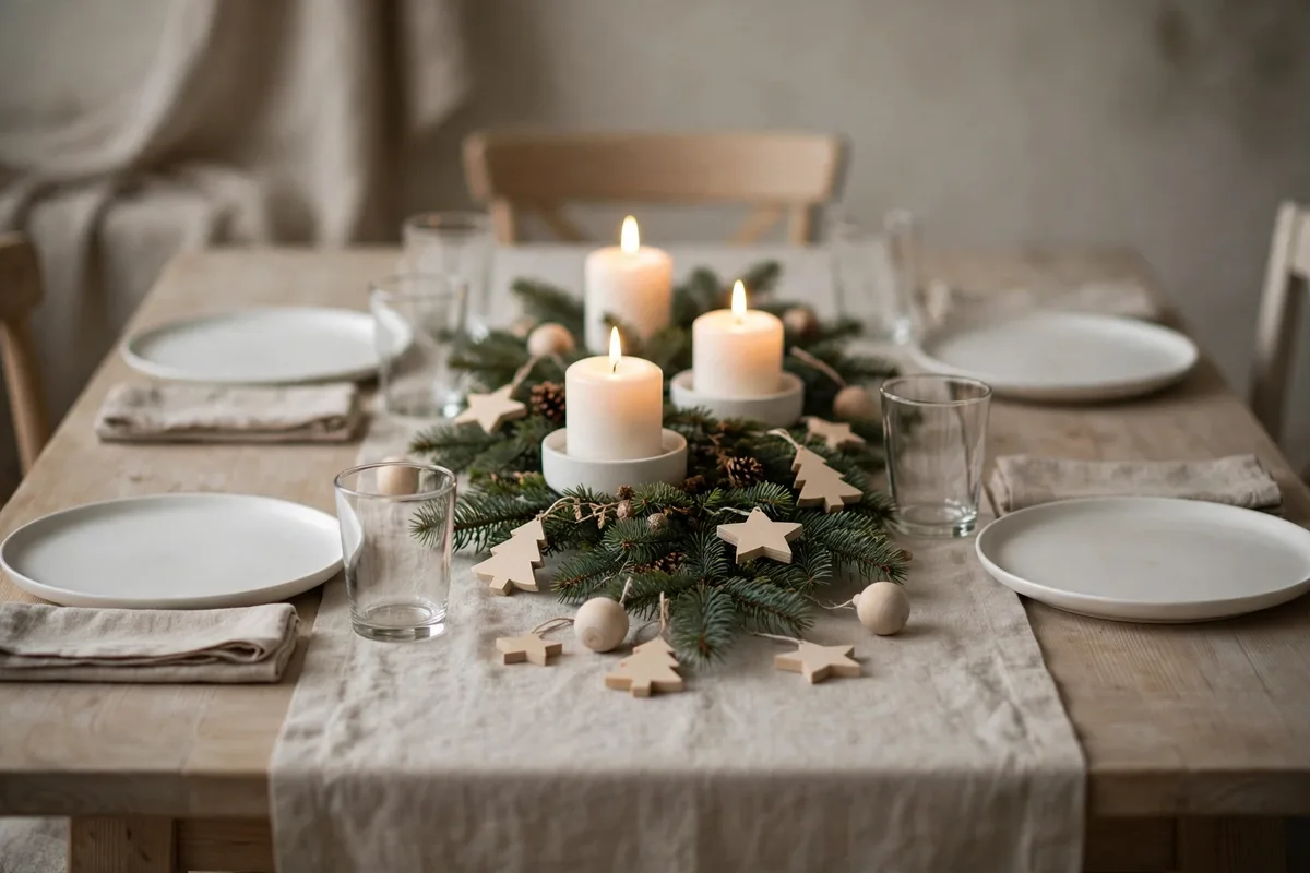 scandinavian christmas decor ideas neutral christmas table setting