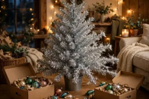 silver tinsel christmas tree ideas fresh attic unboxing
