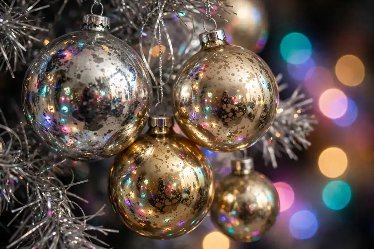 silver tinsel christmas tree ideas mercury glass shimmer