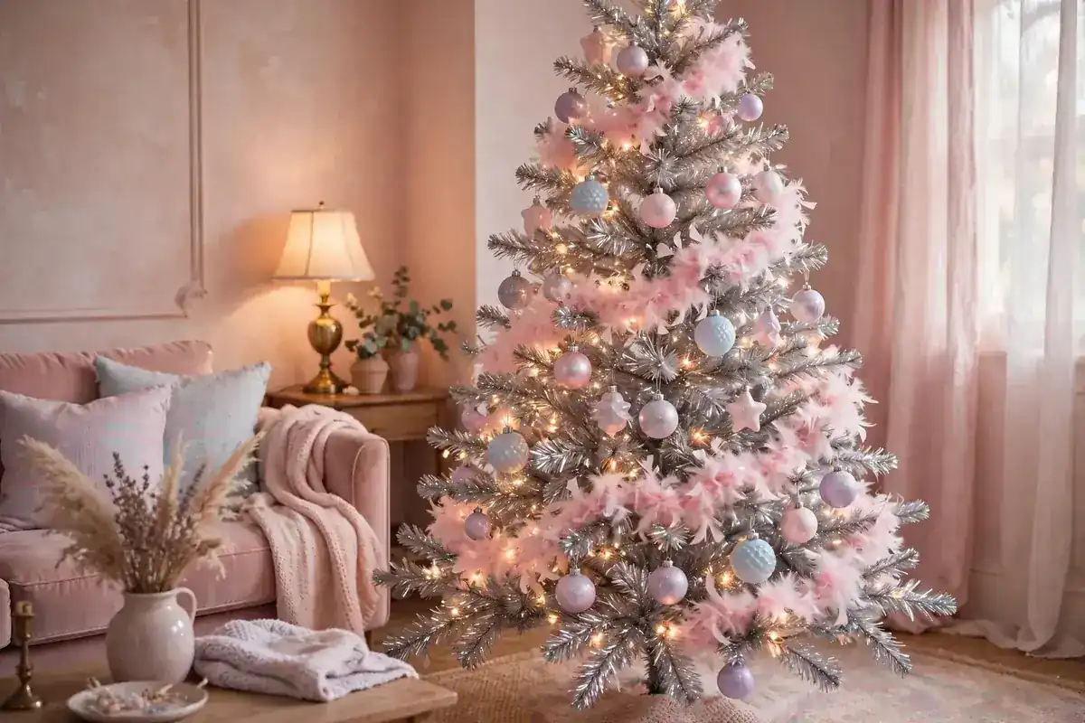 silver tinsel christmas tree ideas pastel tinsel tree