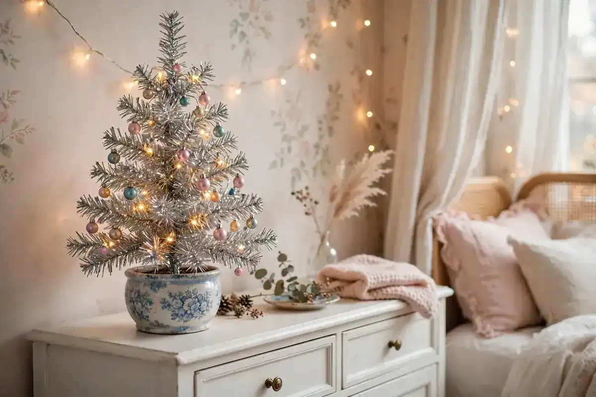 silver tinsel christmas tree ideas tabletop tinsel tree