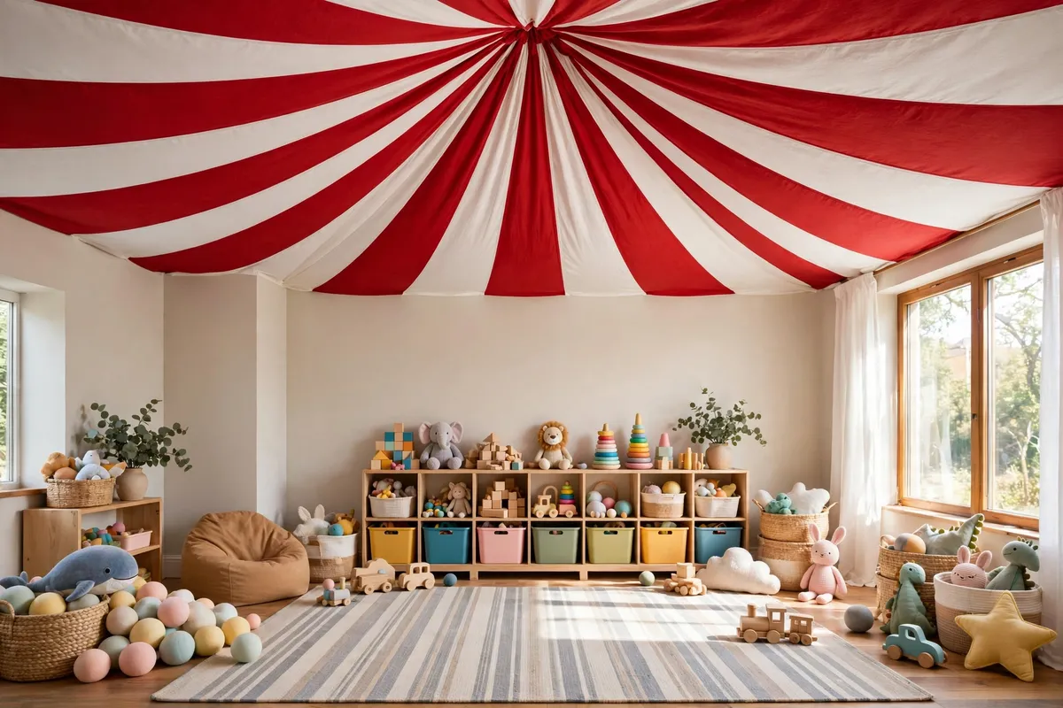 striped ceiling ideas circus stripes