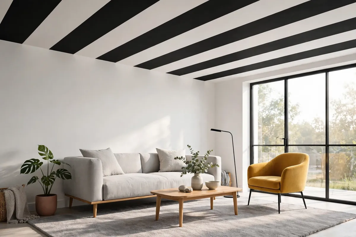 striped ceiling ideas monochrome stripes