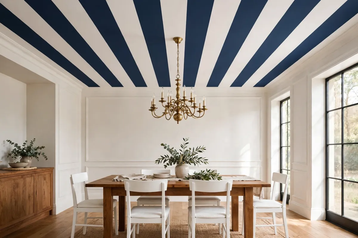 striped ceiling ideas navy stripes