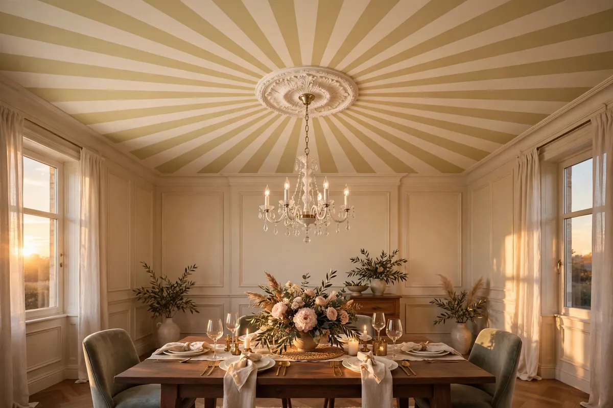 striped ceiling ideas sunburst stripes