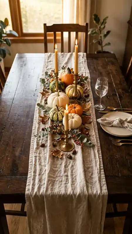 thanksgiving table decor linen runner