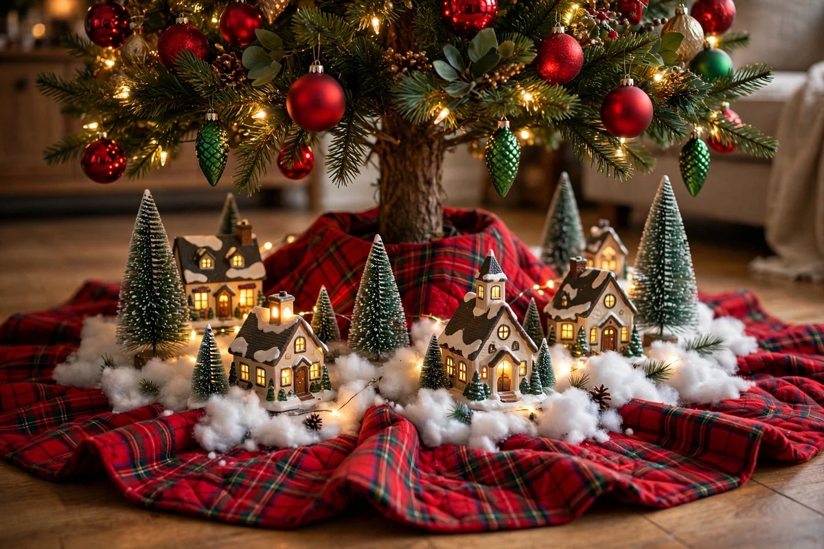 traditional red green christmas decor ideas classic tree skirt village