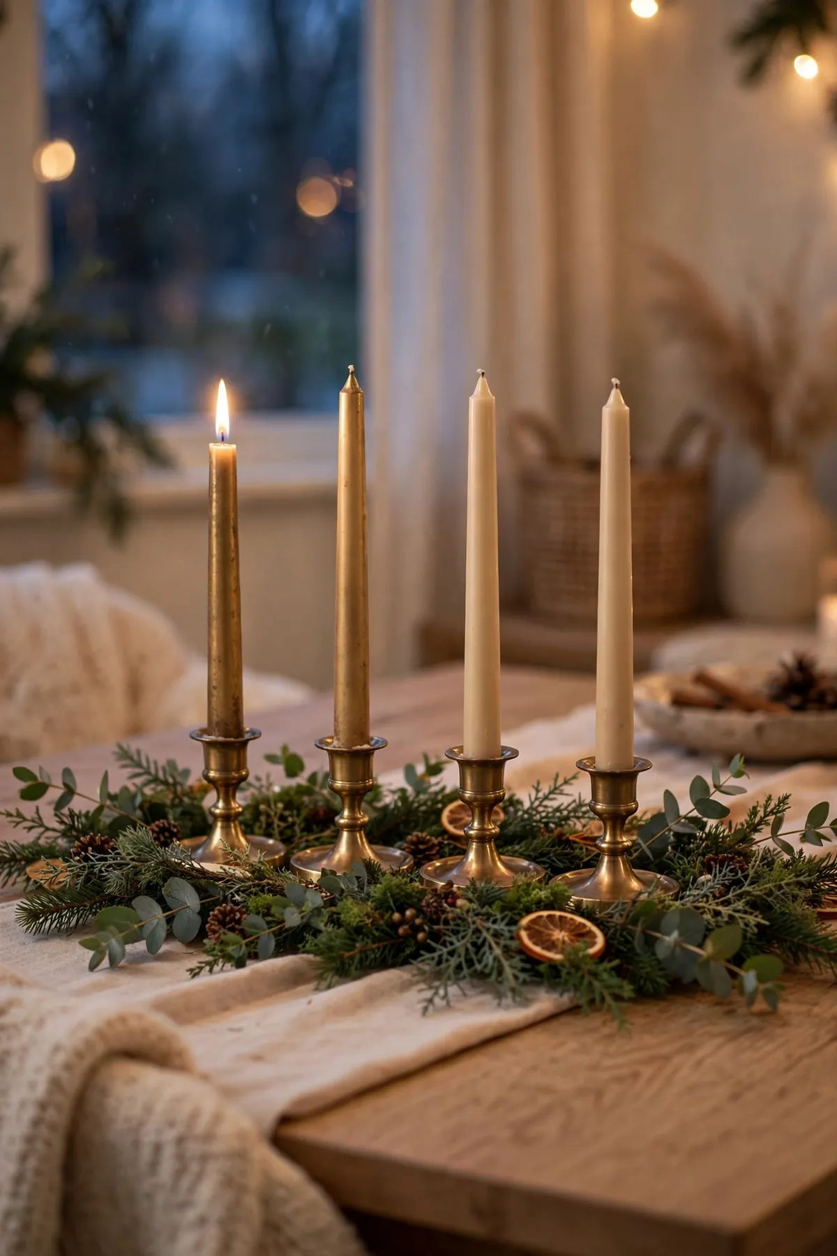 warm brass christmas decor ideas brass advent candles