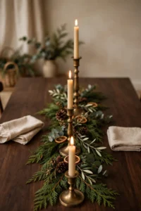 warm brass christmas decor ideas brass candlestick trio