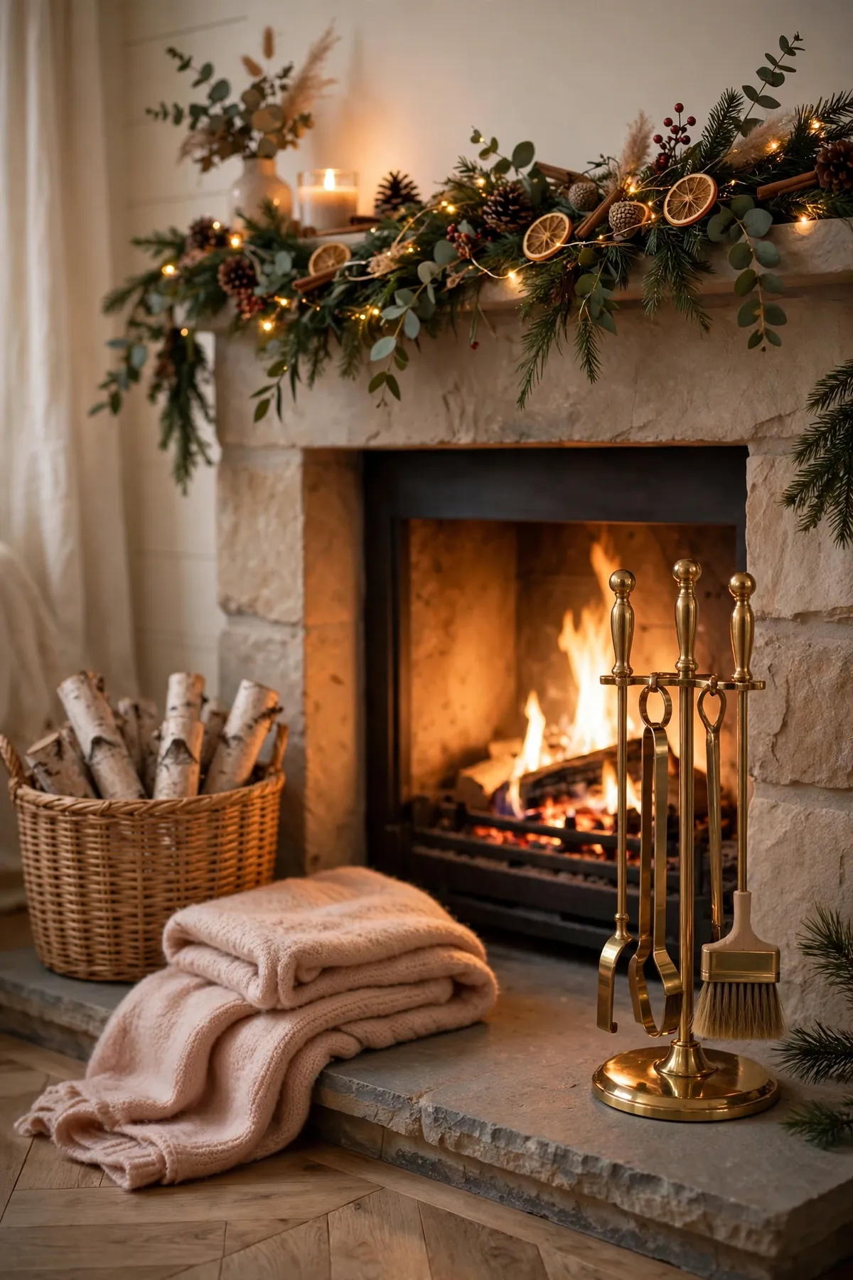 warm brass christmas decor ideas brass fireplace tools