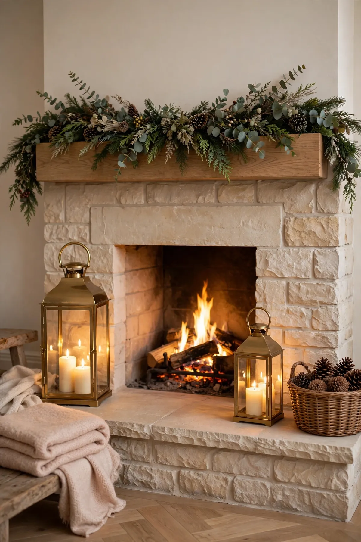 warm brass christmas decor ideas brass lanterns taper candles