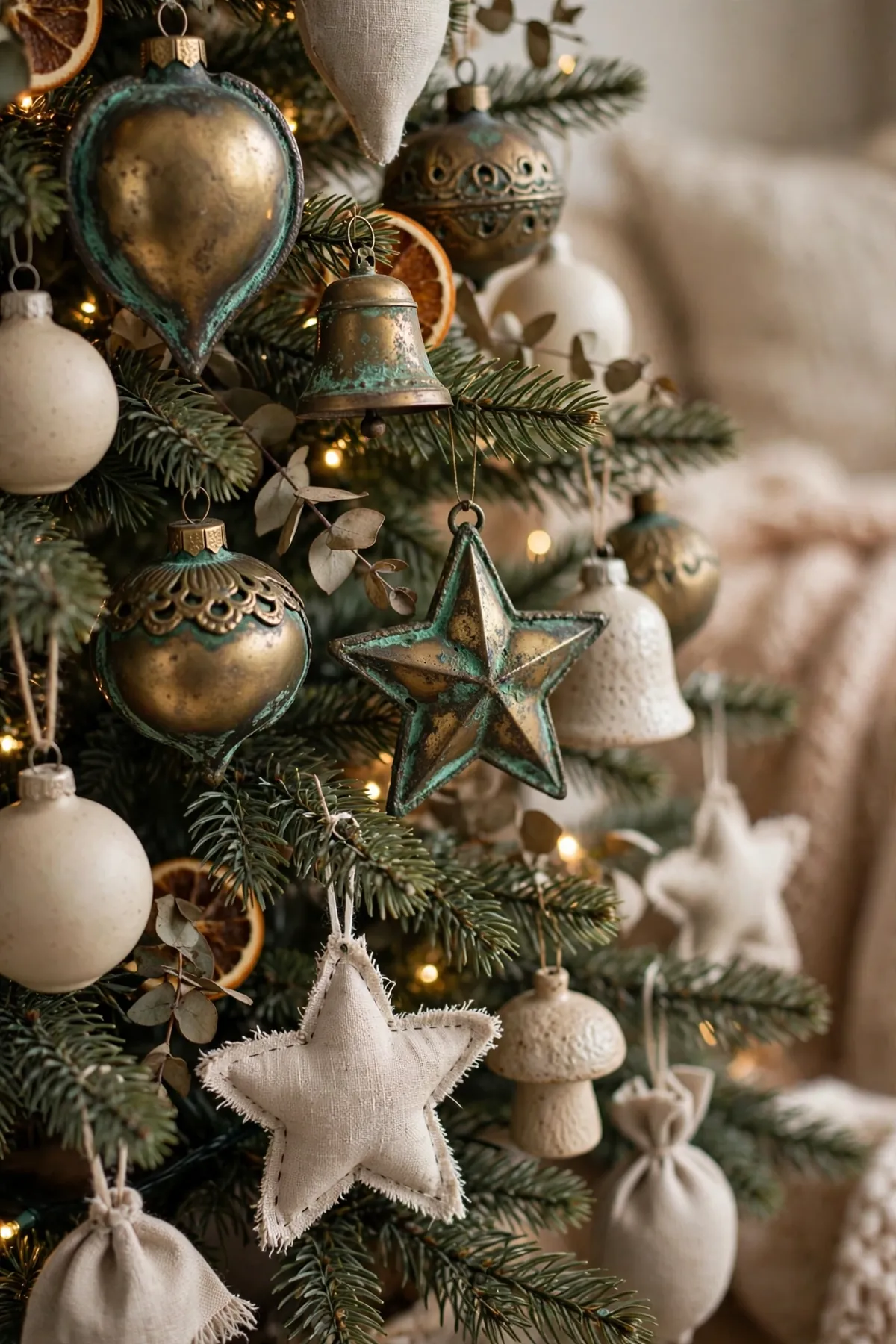 warm brass christmas decor ideas patina brass ornaments