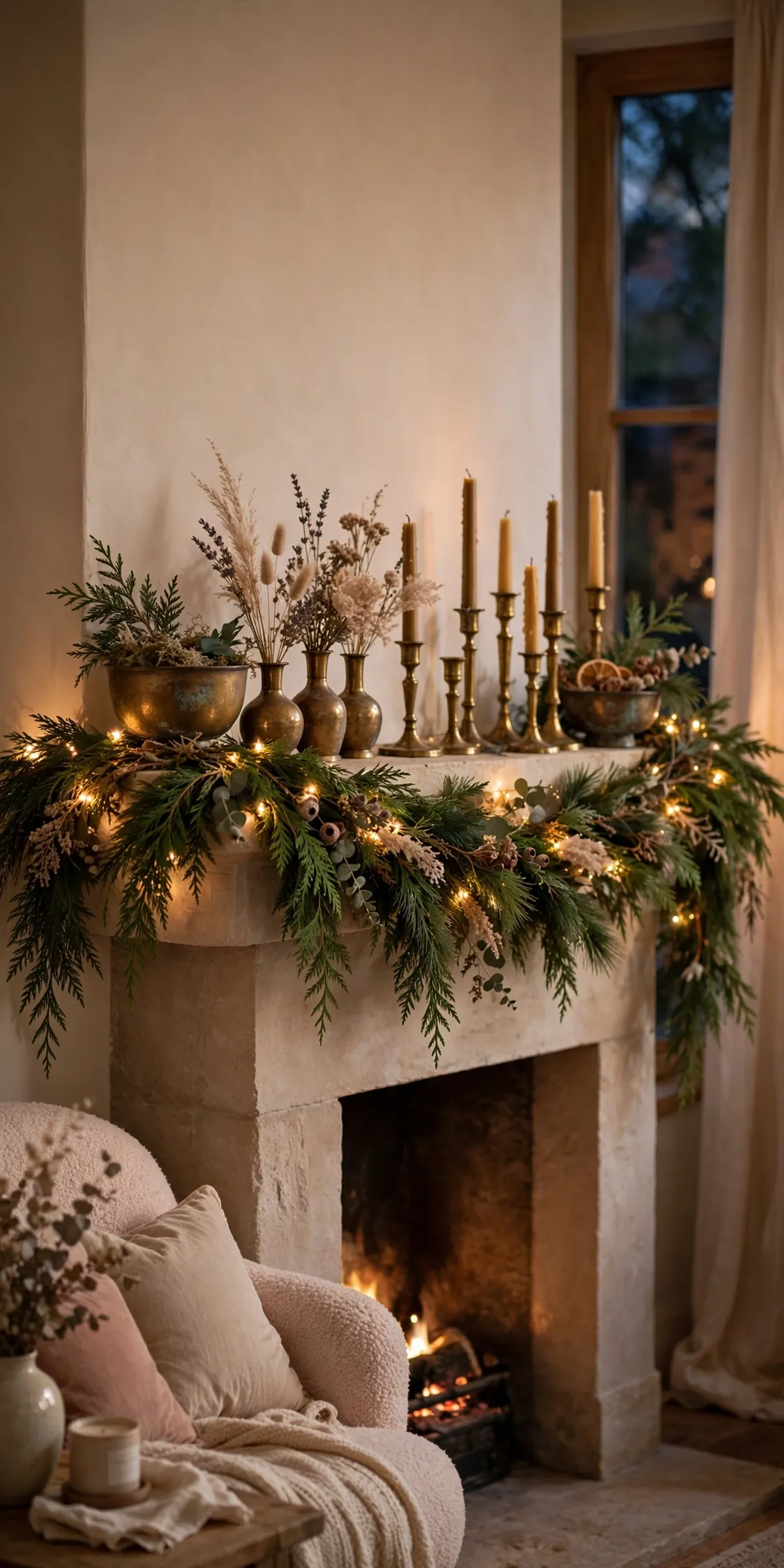 warm brass christmas decor ideas unlacquered brass mantel
