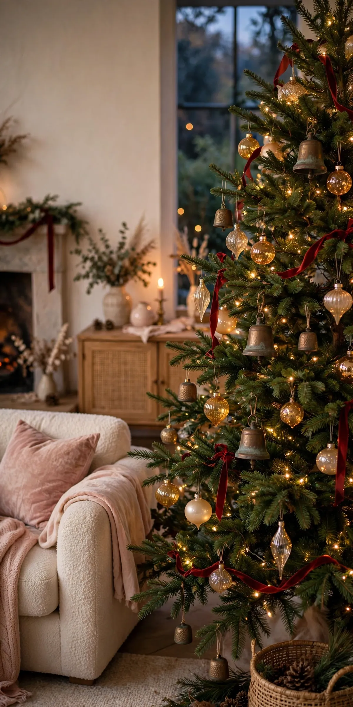 warm brass christmas decor ideas vintage brass bells tree